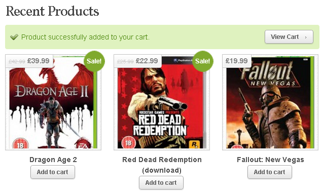 successful cart message