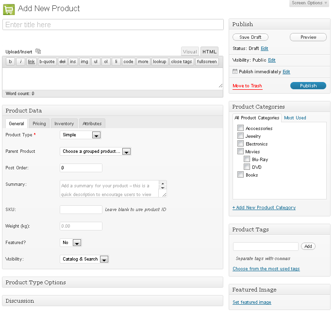 add new product screen